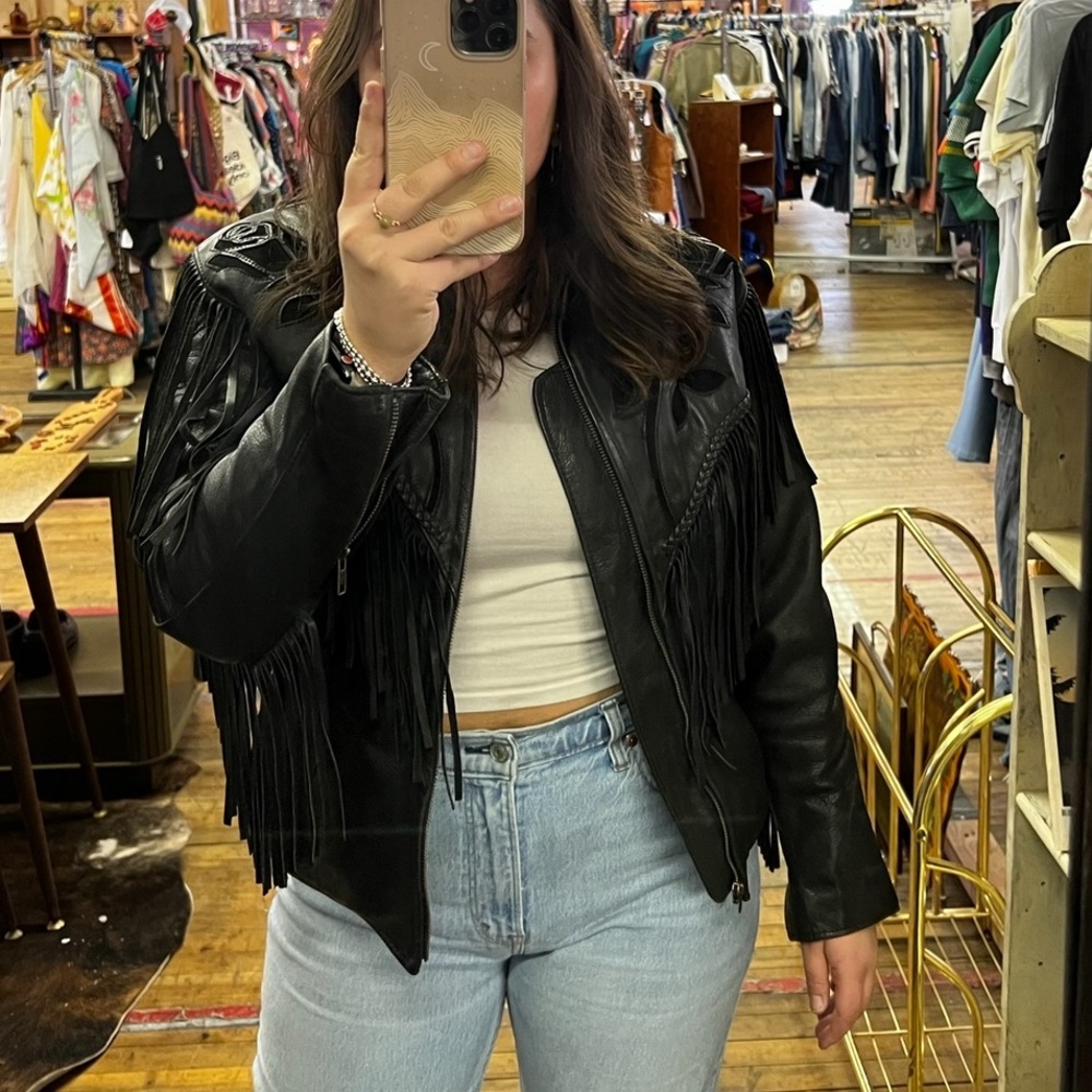 Vintage Real Leather Womens Motorcycle Jacket